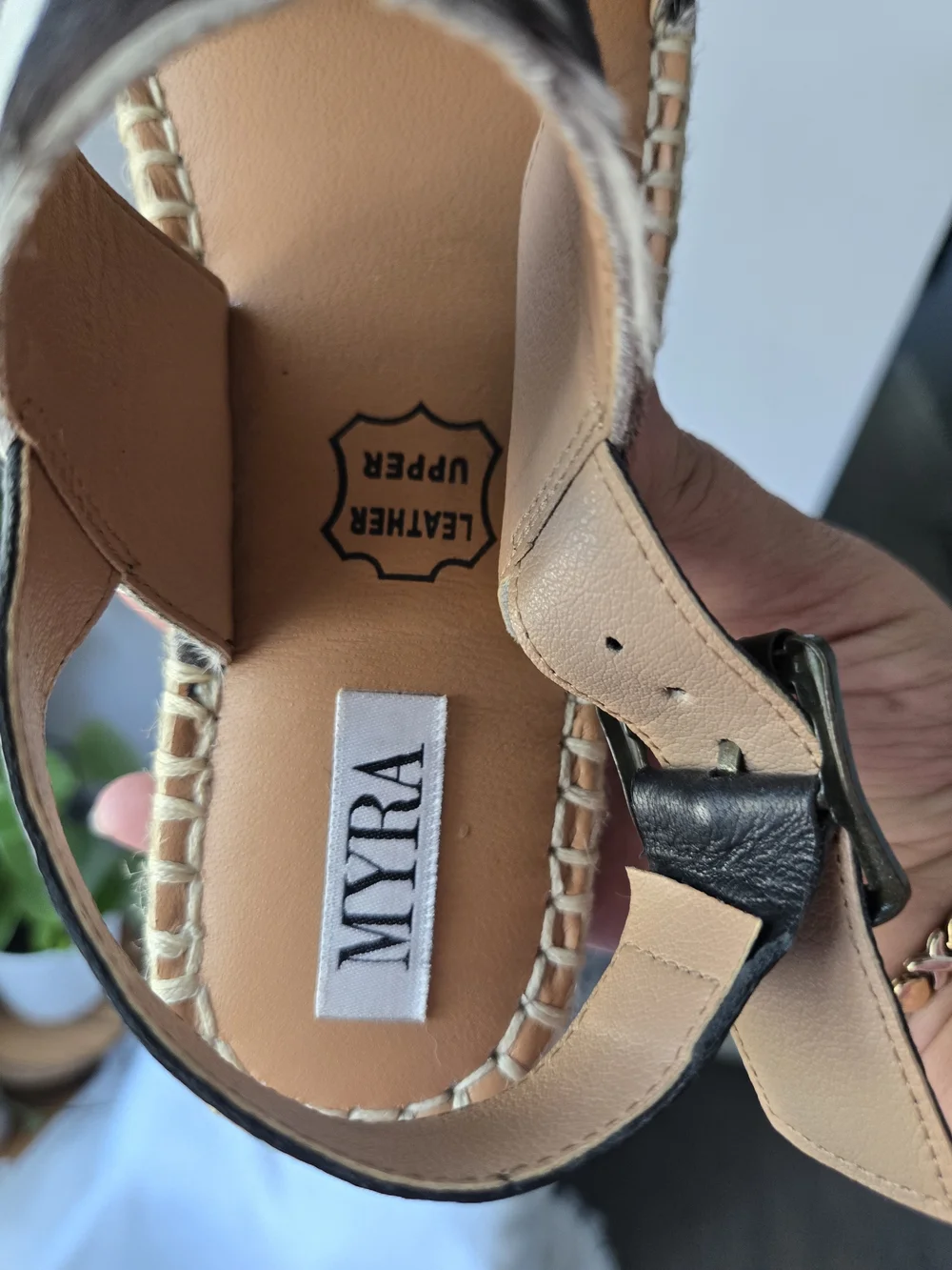 NWOT Myra Mignon Black & White Hair-On Cowhide Espadrille Sandals Size 6